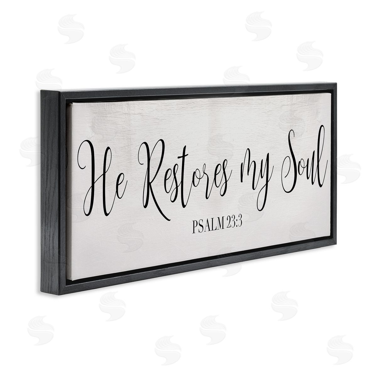 Stupell Studio He Stores My Soul Phrase Charming Cursive Typography Black Floater Frame Canvas Art