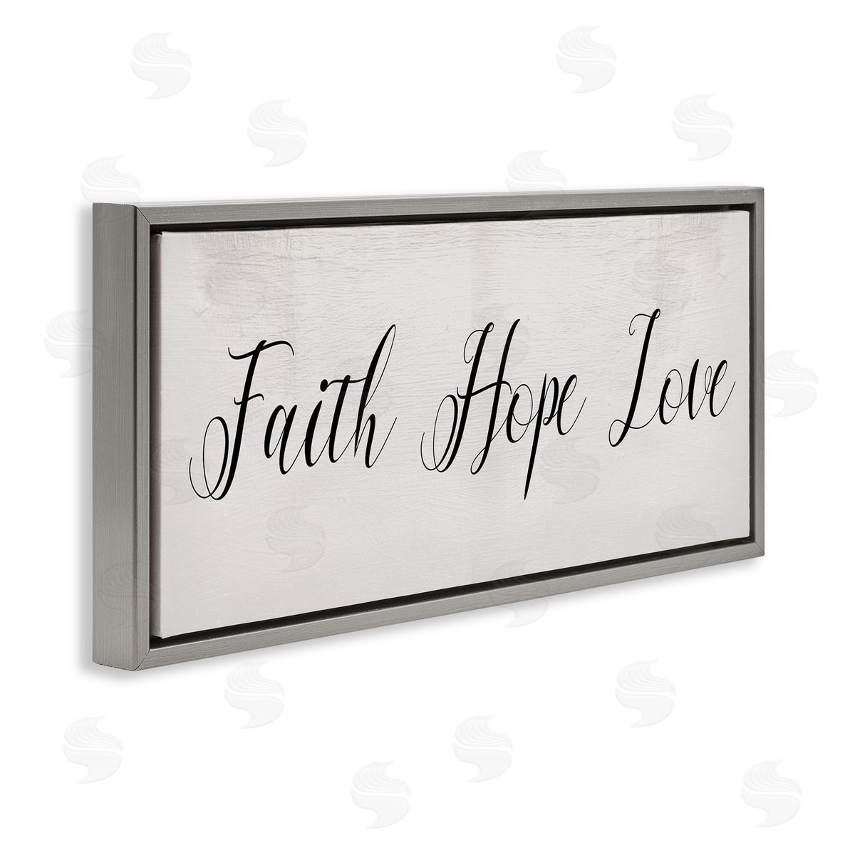Stupell Studio Faith Hope Love Phrase Minimal Elegant Text Gray Floater Frame Canvas Art