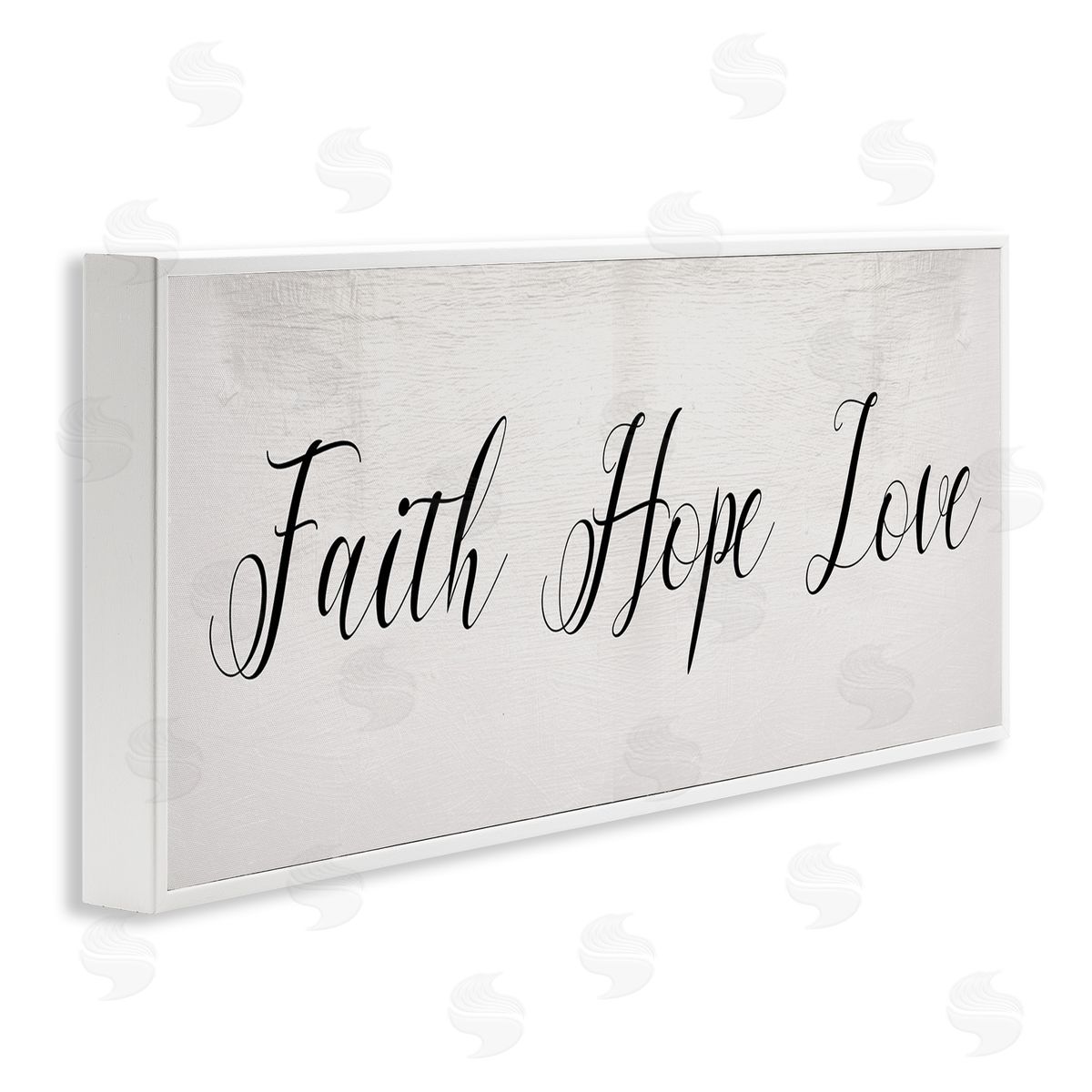 Stupell Studio Faith Hope Love Phrase Minimal Elegant Text White Framed Giclee Wall Art