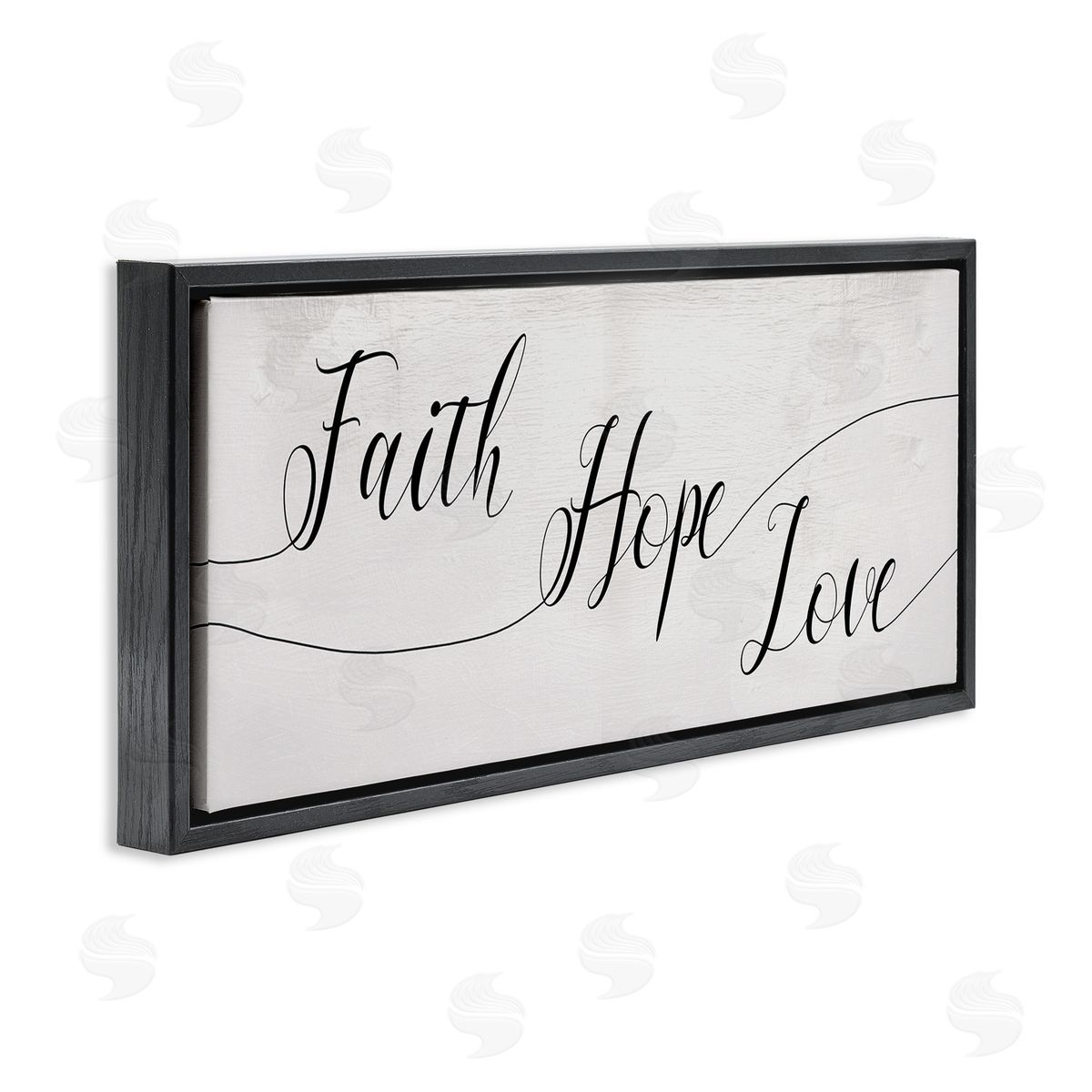 Stupell Studio Faith Hope Love Phrase with Whimsical Linework Typography Black Floater Frame Canvas Art