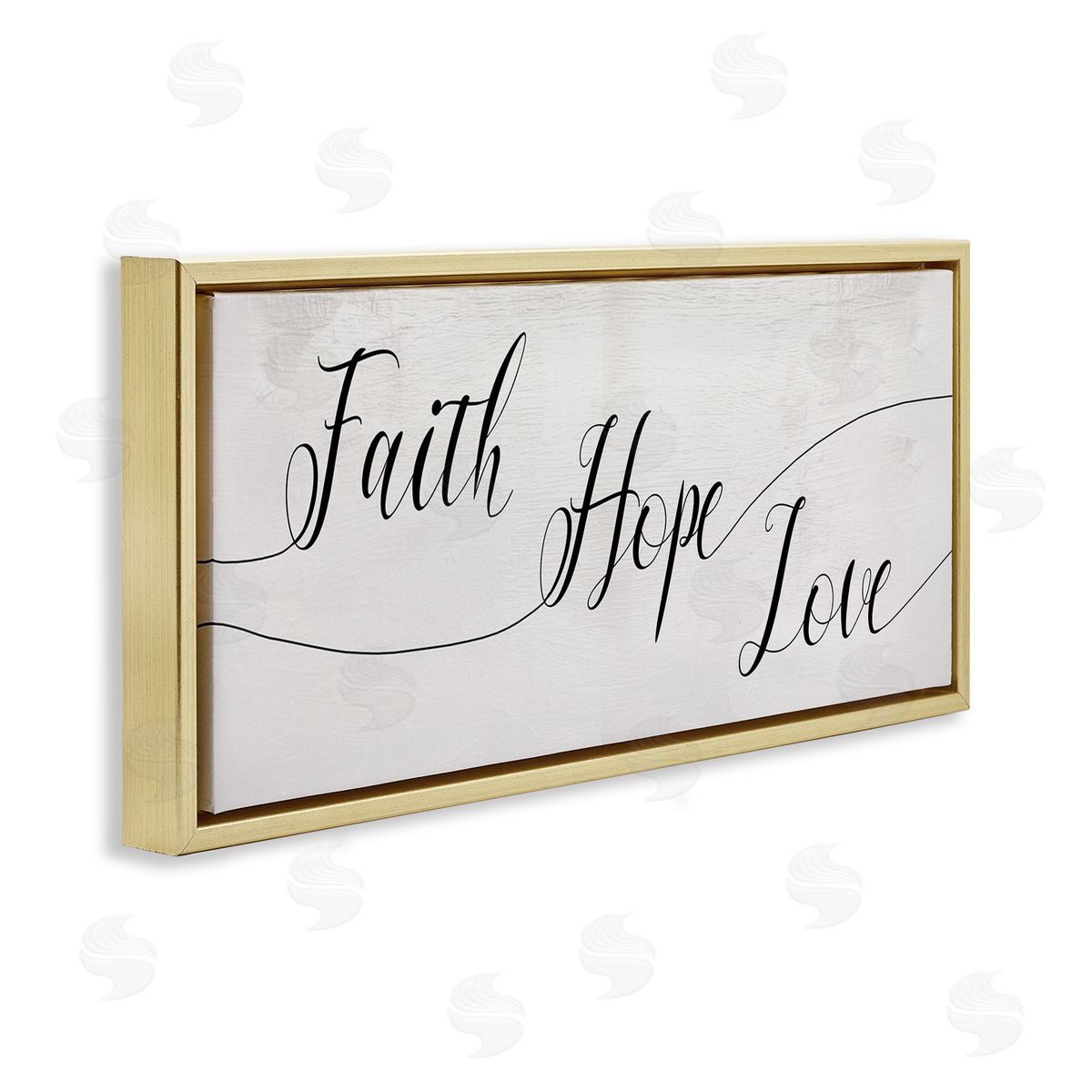 Stupell Studio Faith Hope Love Phrase with Whimsical Linework Typography Gold Floater Frame Canvas Art