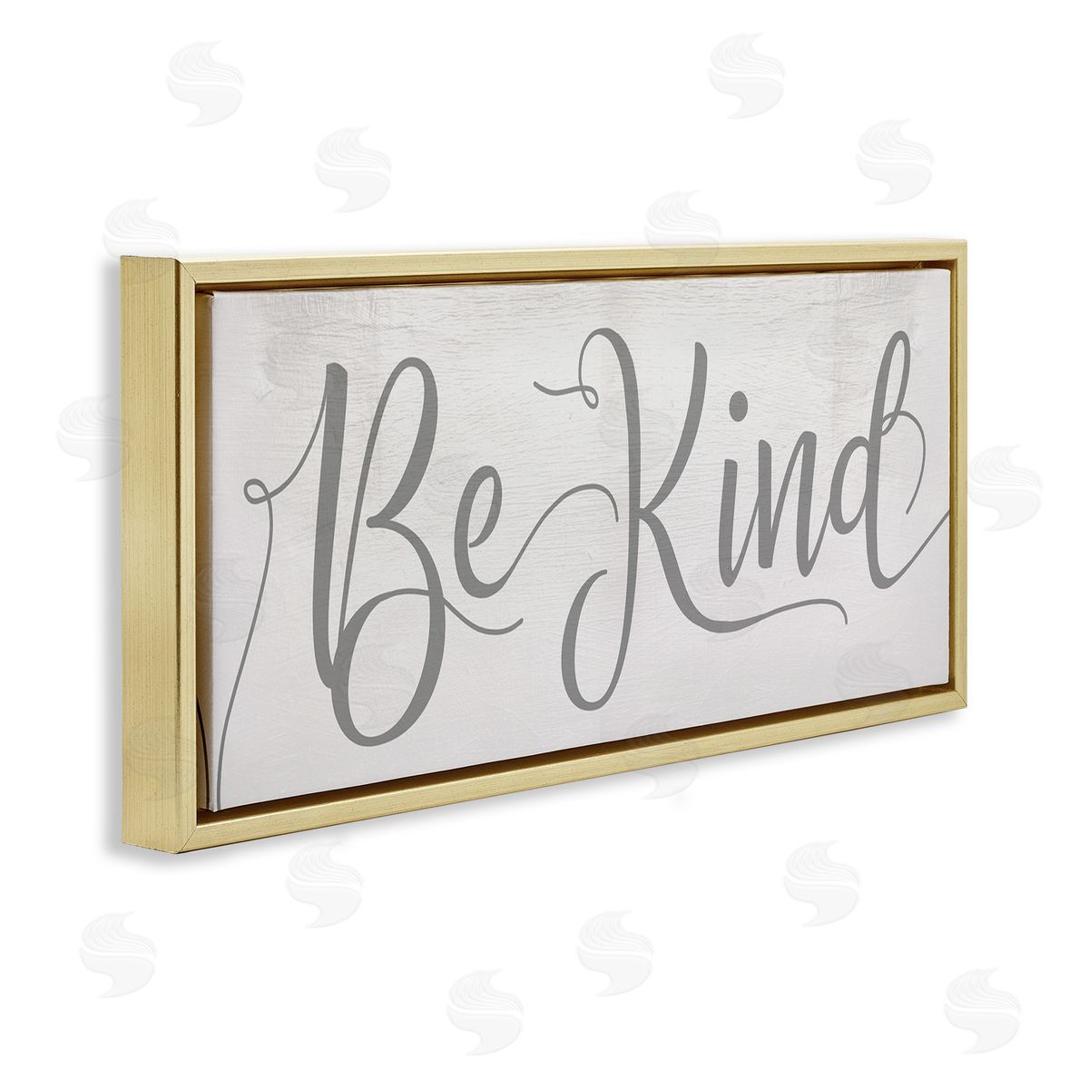 Stupell Studio Be Kind Phrase Charming Light Grey Typography  Gold Floater Frame Canvas Art