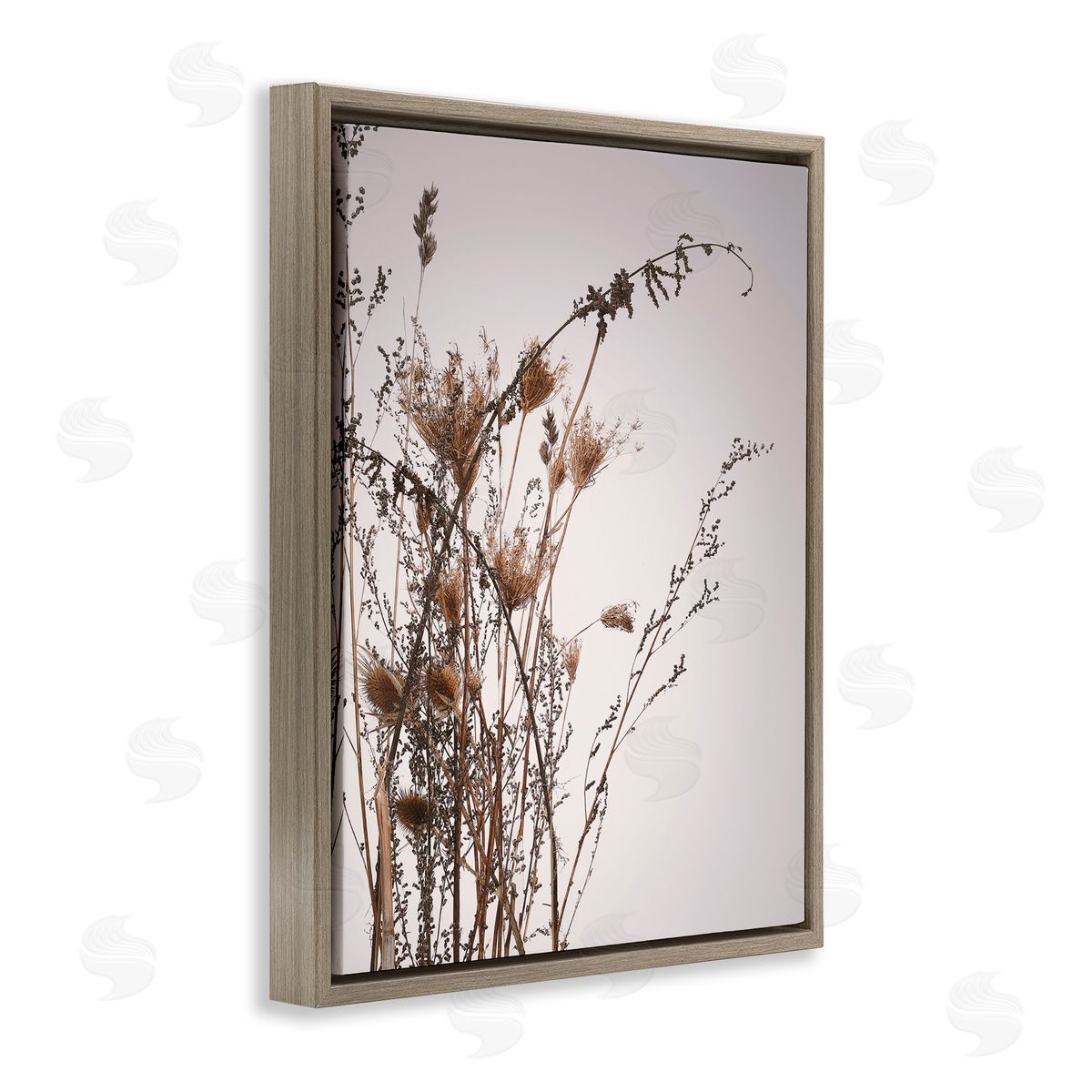 Design Fabrikken Autumn Thistles in the Sky Neutral Brown Beige Brown Floater Frame Canvas Art