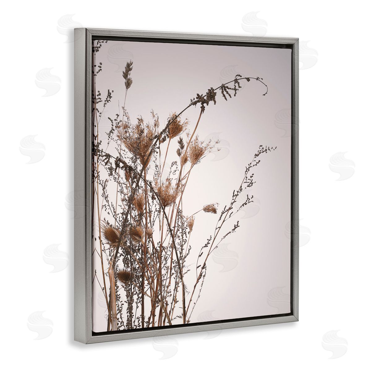 Design Fabrikken Autumn Thistles in the Sky Neutral Brown Beige Gray Floater Frame Canvas Art