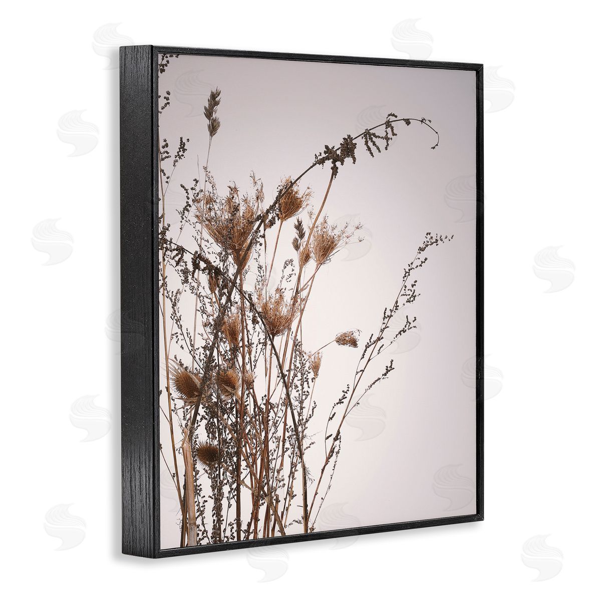Design Fabrikken Autumn Thistles in the Sky Neutral Brown Beige Black Framed Giclee Wall Art