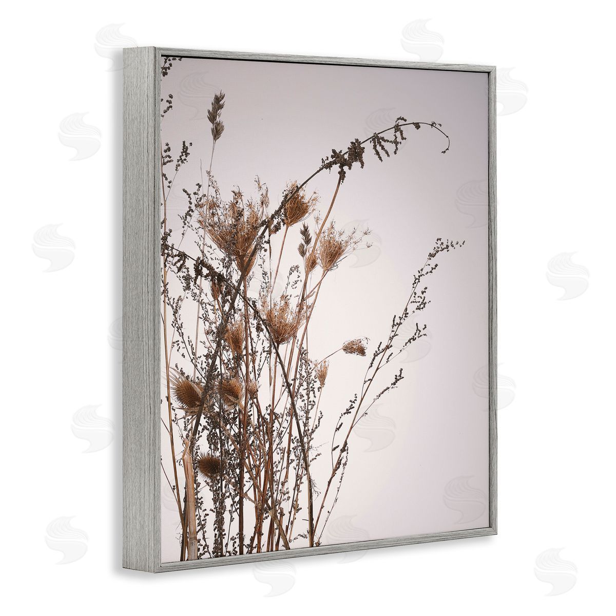 Design Fabrikken Autumn Thistles in the Sky Neutral Brown Beige Gray Framed Giclee Wall Art