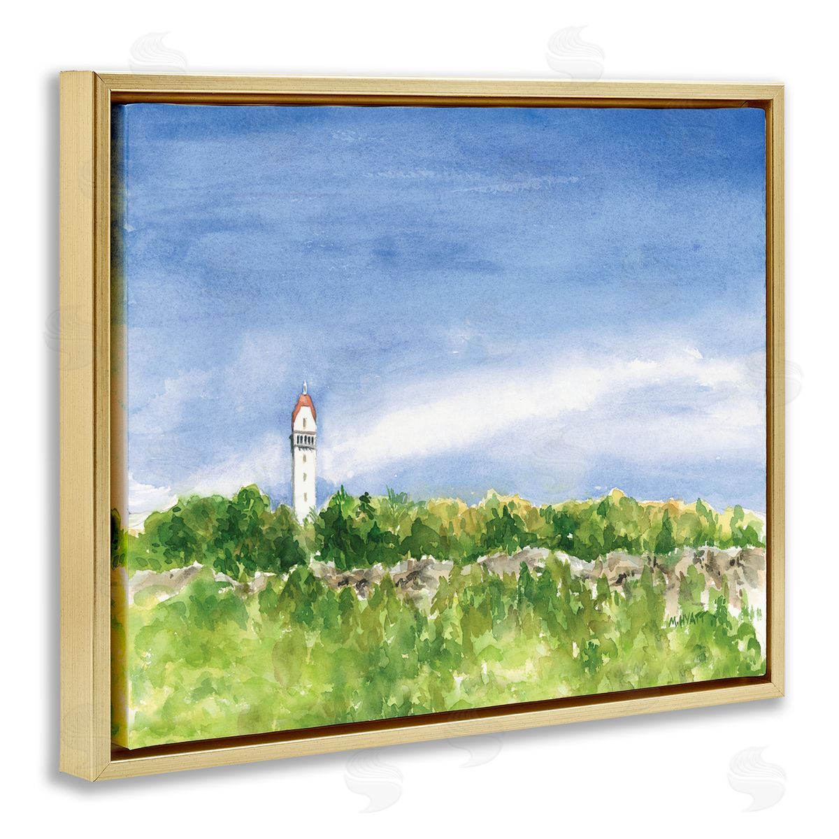 Melissa Hyatt Heublein Tower Forest Overlook Soft Watercolor Landscape Gold Floater Frame Canvas Art