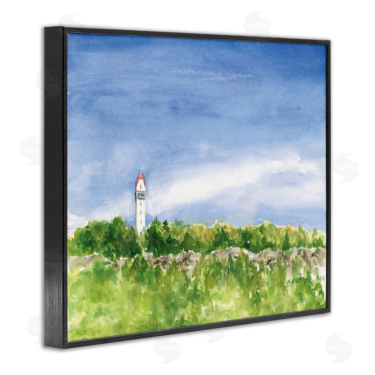 Melissa Hyatt Heublein Tower Forest Overlook Soft Watercolor Landscape Black Framed Giclee Wall Art