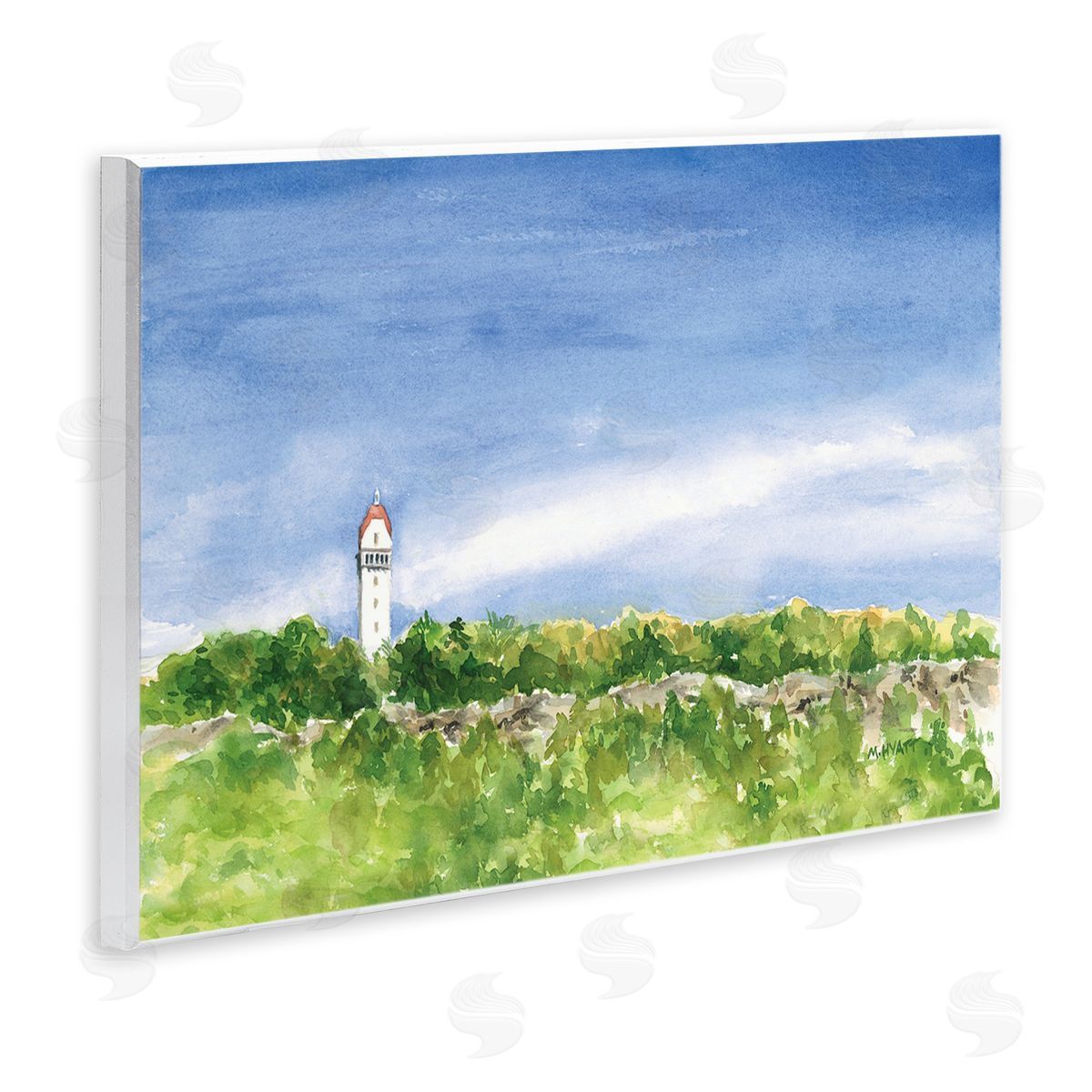 Melissa Hyatt Heublein Tower Forest Overlook Soft Watercolor Landscape Wall Plaque Art