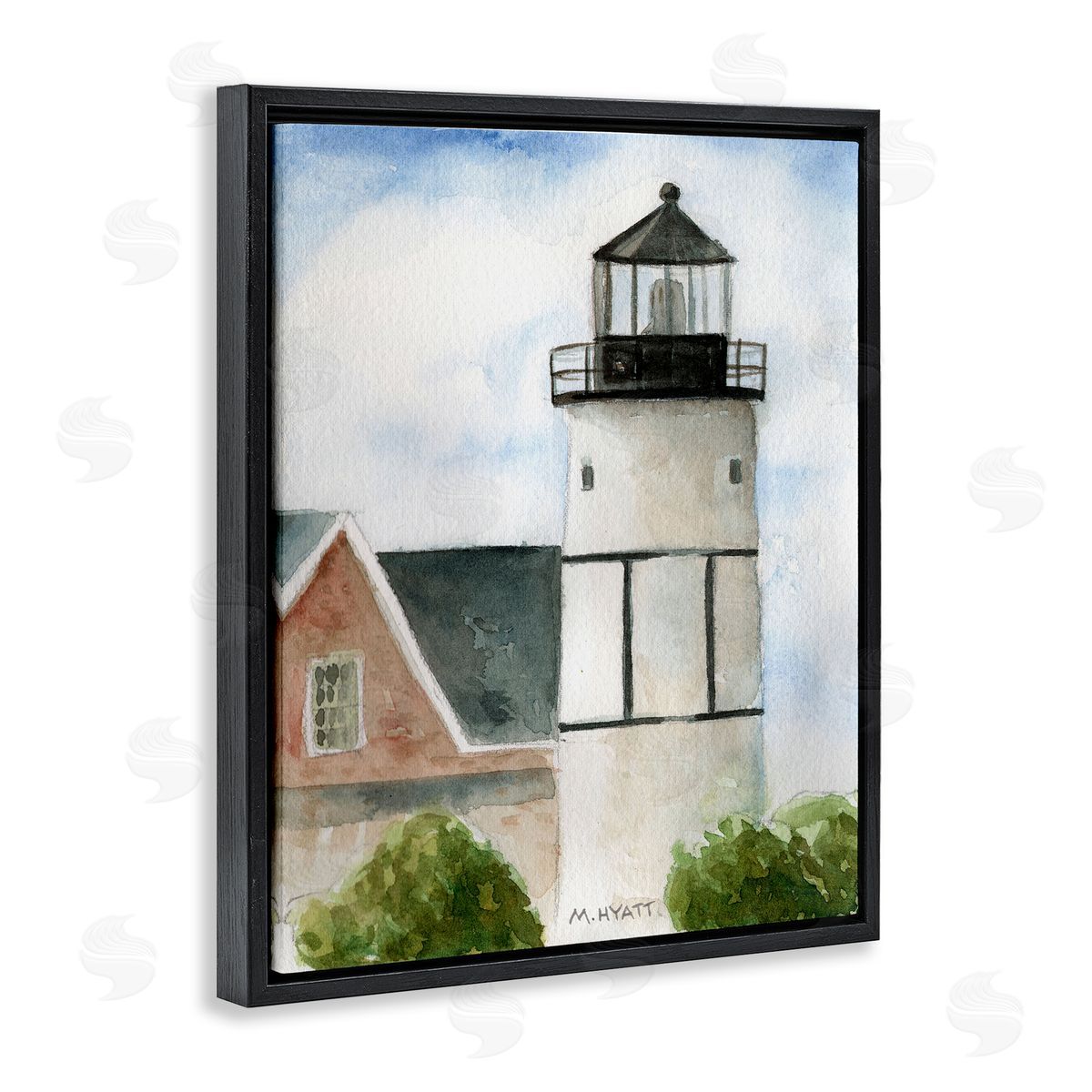 Melissa Hyatt Sandy Neck Lighthouse Coastal Beach Architecture Black Floater Frame Canvas Art