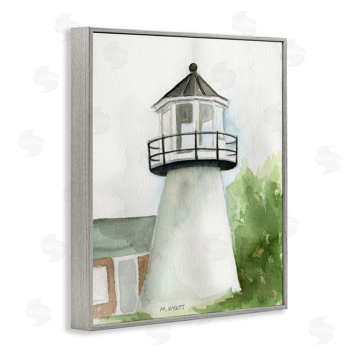 Melissa Hyatt Hyannis Coast Lighthouse Waterside Architecture Gray Framed Giclee Wall Art