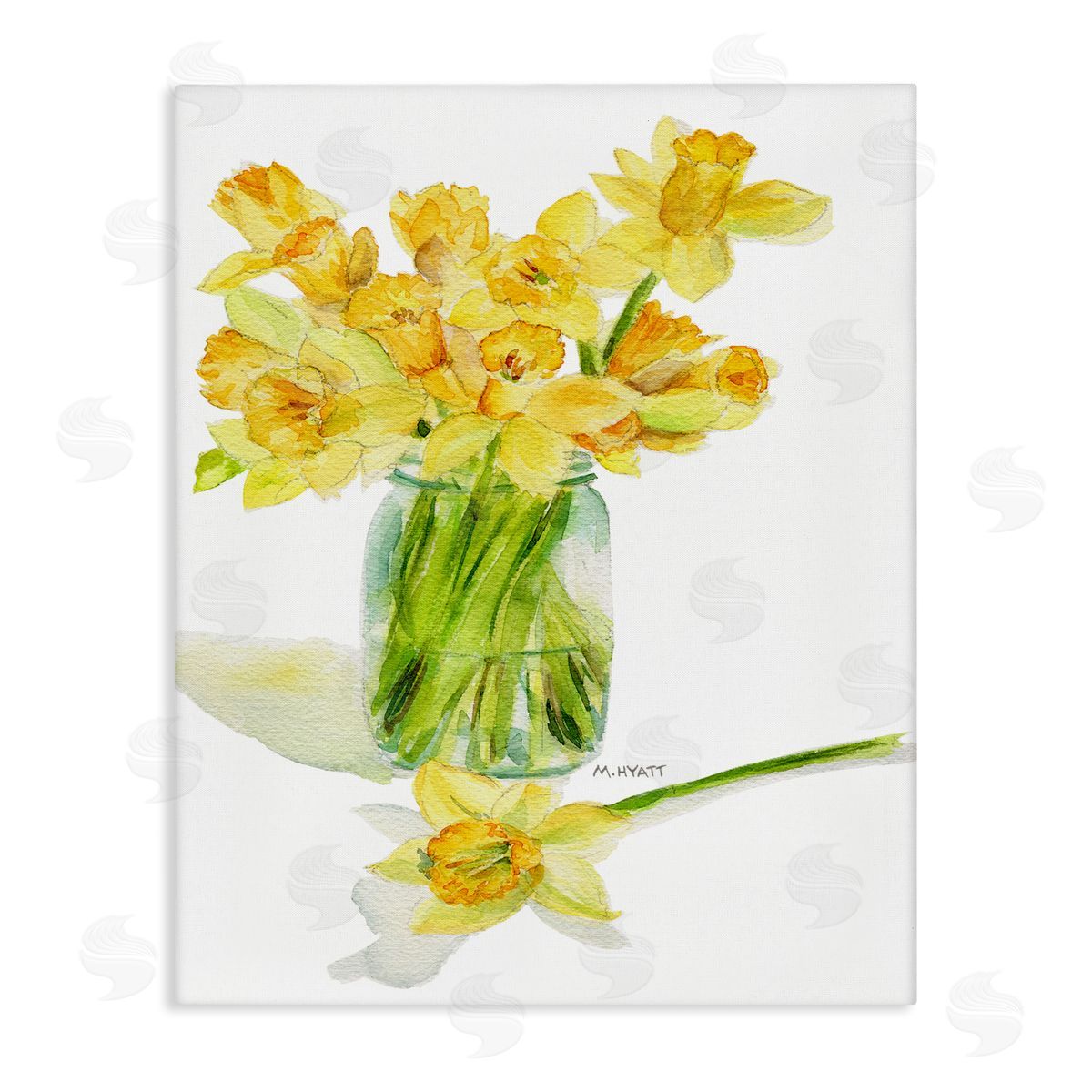 Melissa Hyatt Yellow Daffodil Bouquet in Canning Jar Canvas Wall Art