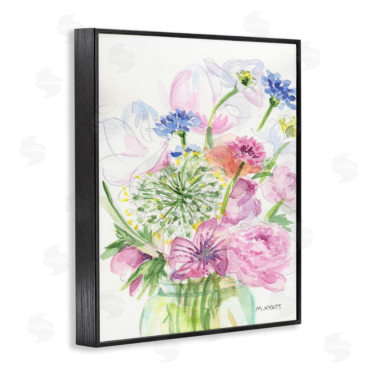 Melissa Hyatt Assorted Spring Floral Bouquet in Canning Jar Black Framed Giclee Wall Art