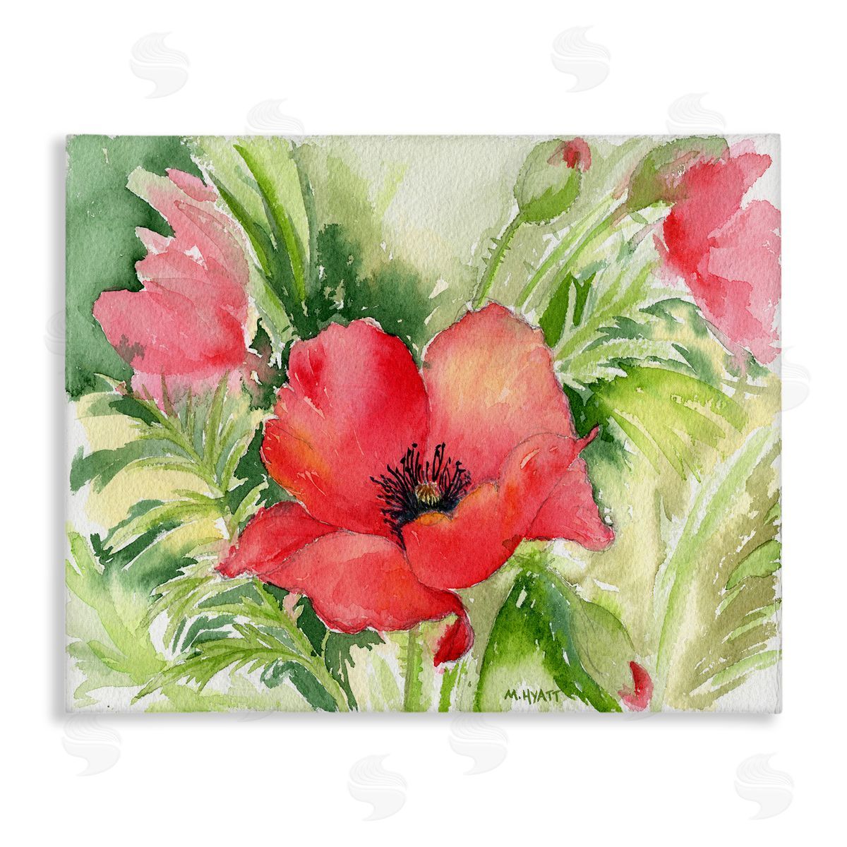 Melissa Hyatt Red Poppies Surrounded by Soft Greenery  Canvas Wall Art