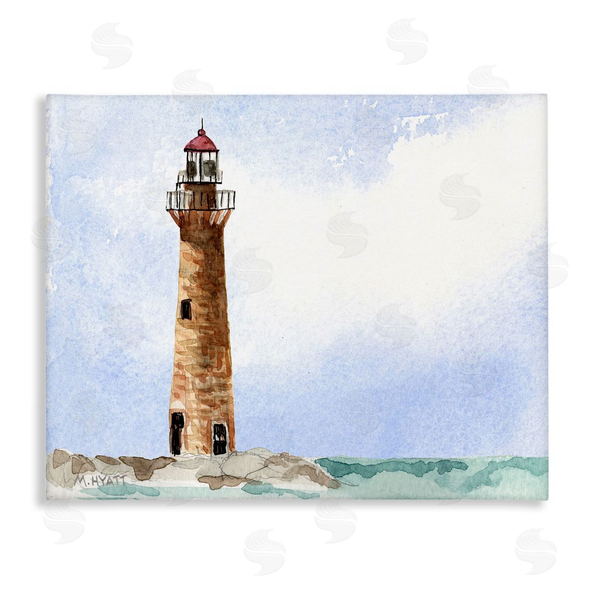 Melissa Hyatt Coastal Little Gull Lighthouse Soft Watercolor Seascape Canvas Wall Art