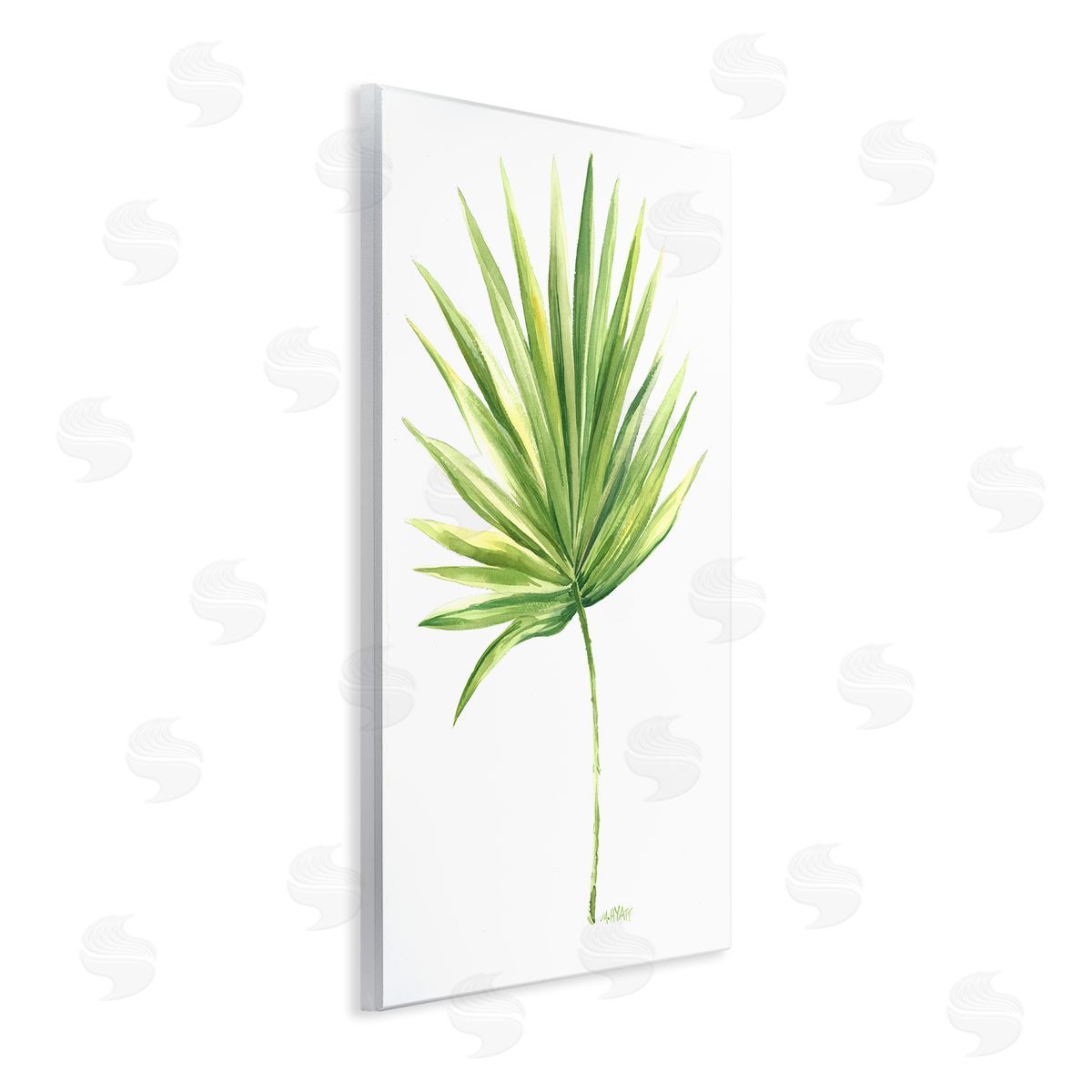 Melissa Hyatt Tropical Green Palm Fan Minimal on White Wall Plaque Art