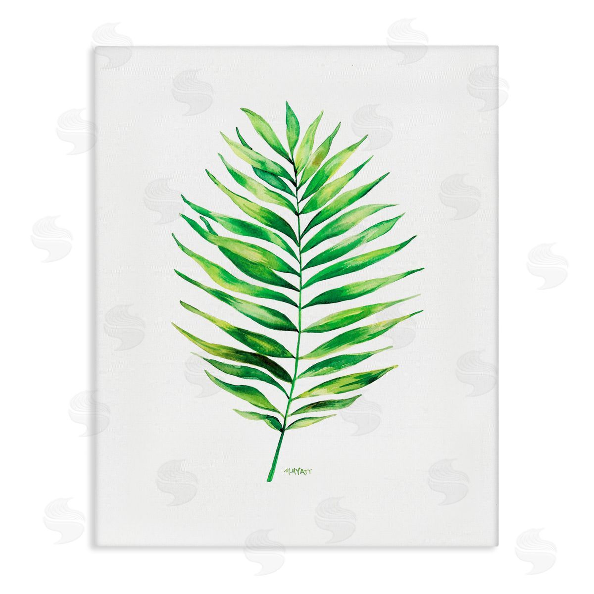 Melissa Hyatt Minimal Green Palm Tropical Plant over White Canvas Wall Art