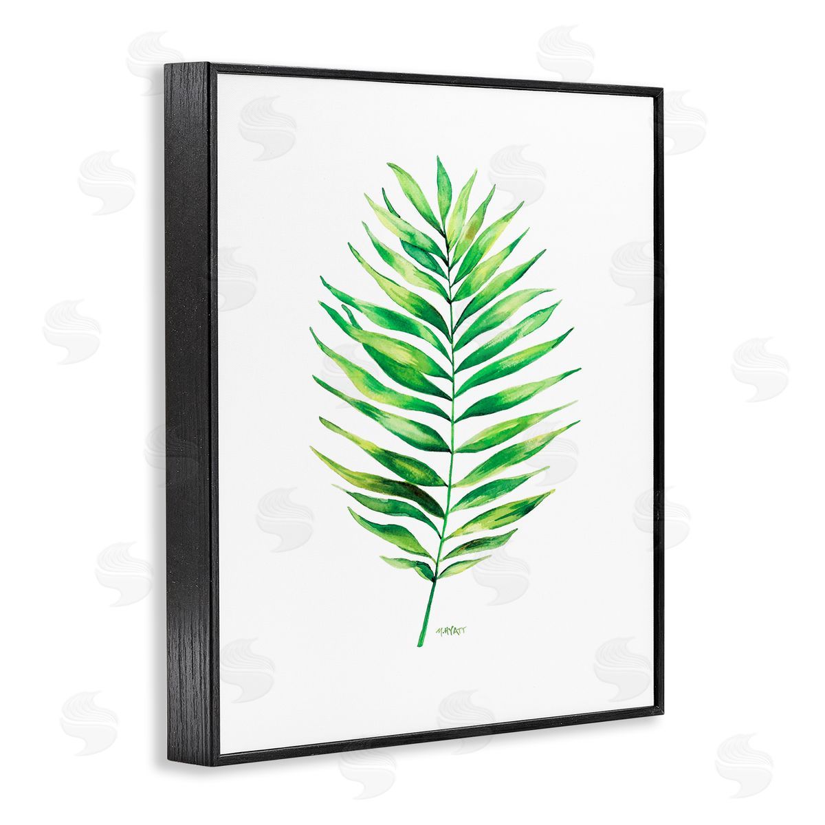 Melissa Hyatt Minimal Green Palm Tropical Plant over White Black Framed Giclee Wall Art
