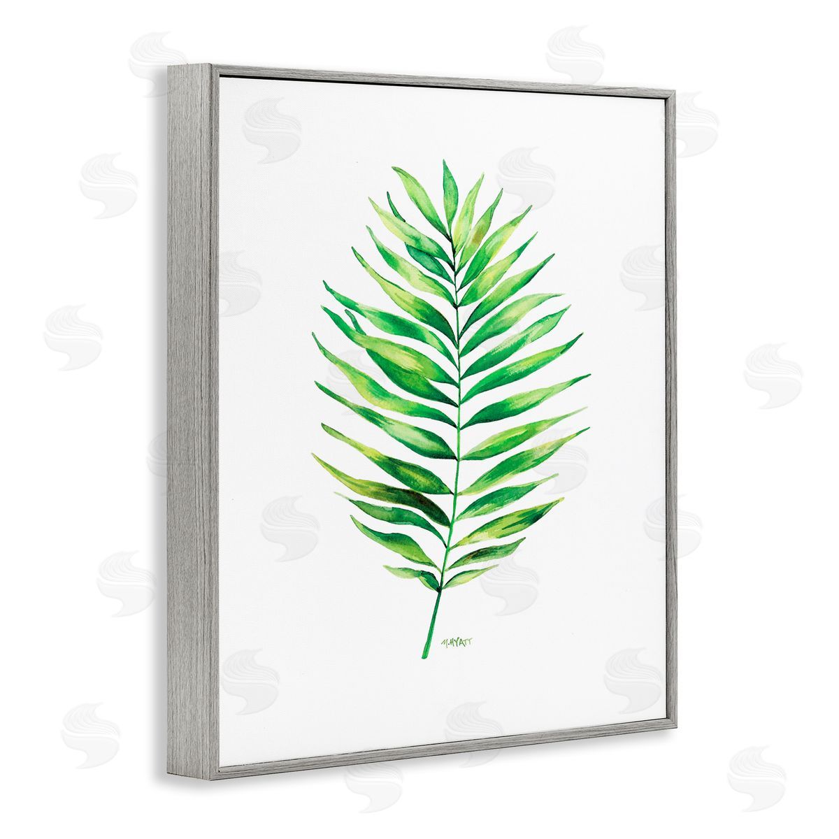 Melissa Hyatt Minimal Green Palm Tropical Plant over White Gray Framed Giclee Wall Art