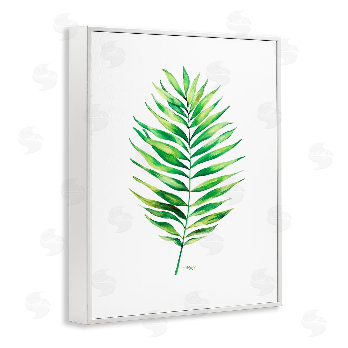Melissa Hyatt Minimal Green Palm Tropical Plant over White White Framed Giclee Wall Art