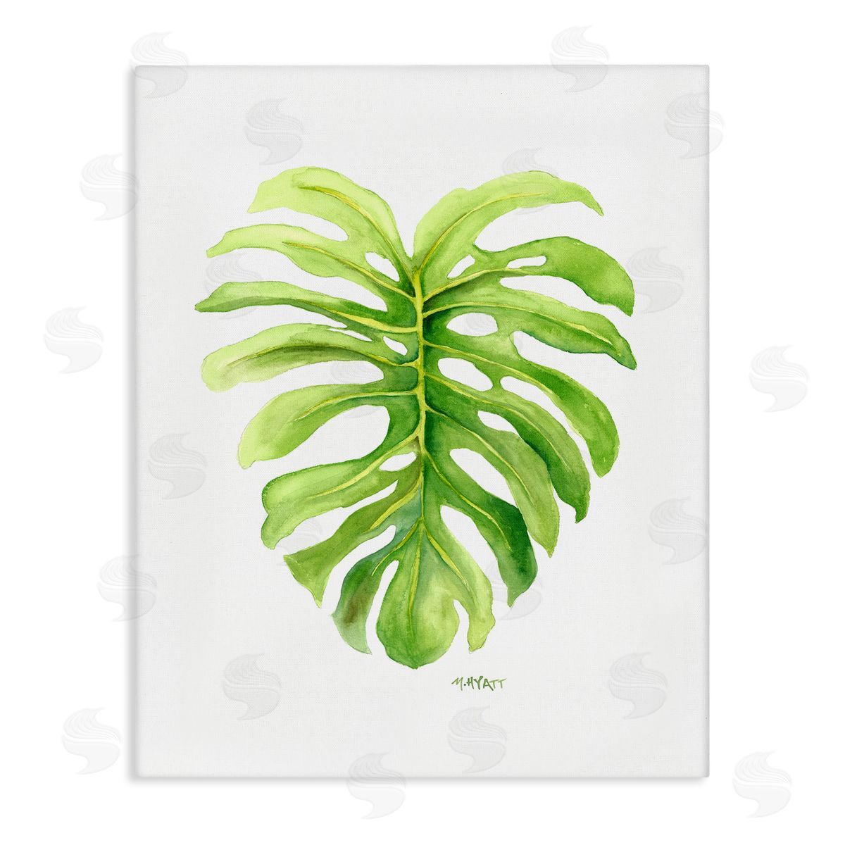 Melissa Hyatt Monstera Leaf Tropical Plant Over White Canvas Wall Art