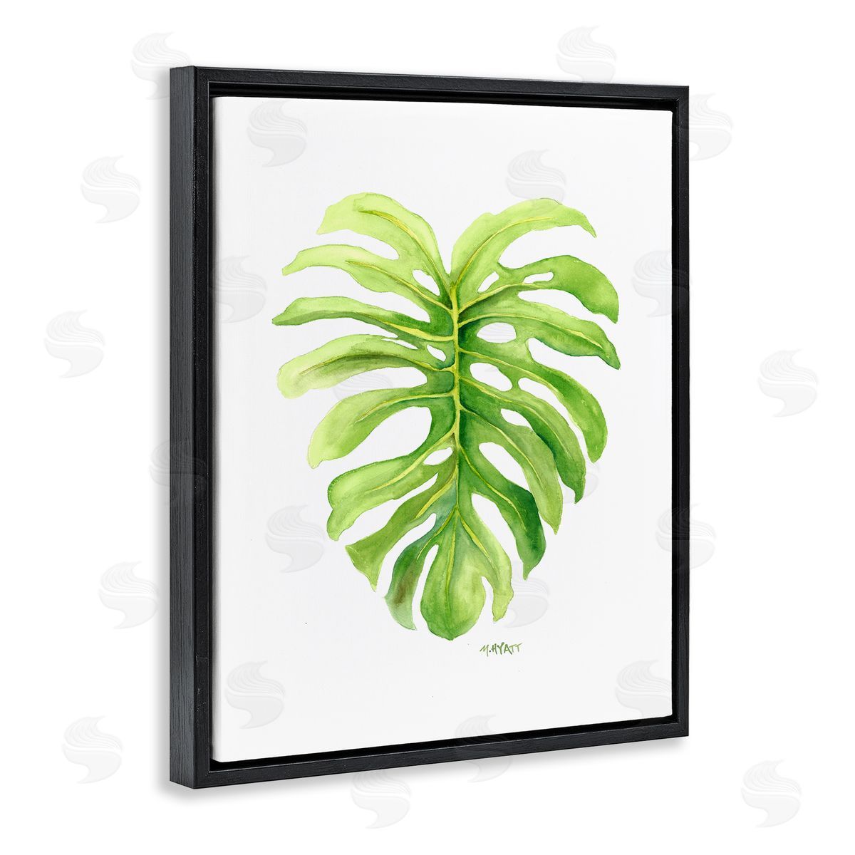 Melissa Hyatt Monstera Leaf Tropical Plant Over White Black Floater Frame Canvas Art