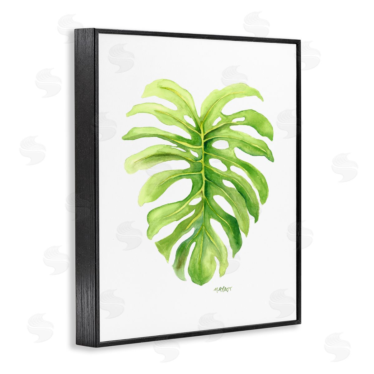 Melissa Hyatt Monstera Leaf Tropical Plant Over White Black Framed Giclee Wall Art