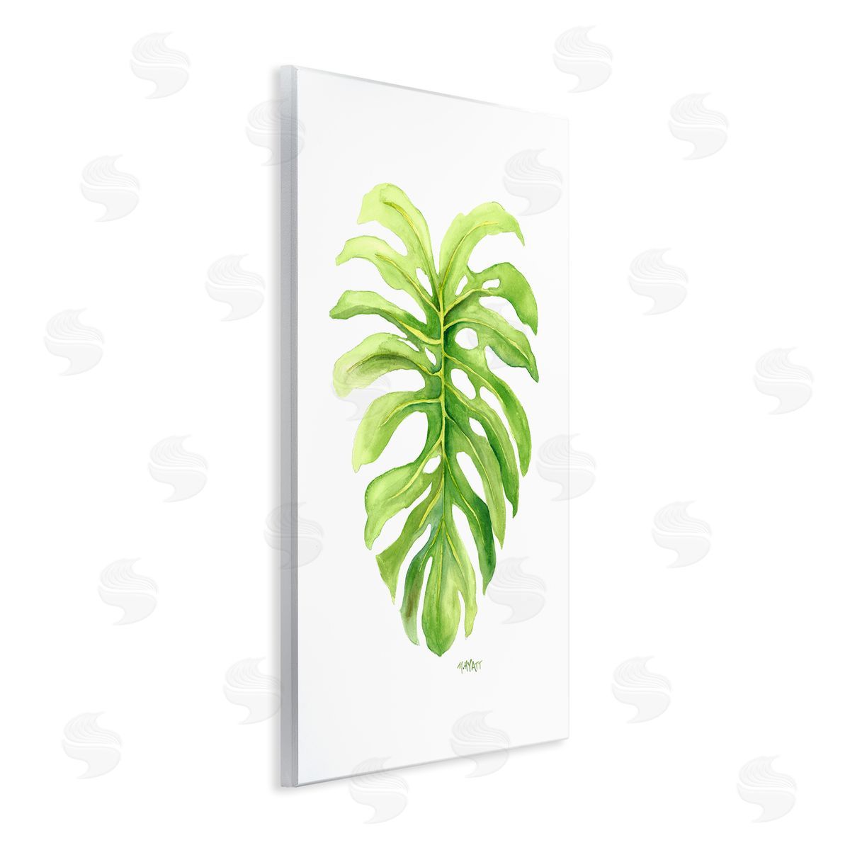 Melissa Hyatt Monstera Leaf Tropical Plant Over White Wall Plaque Art