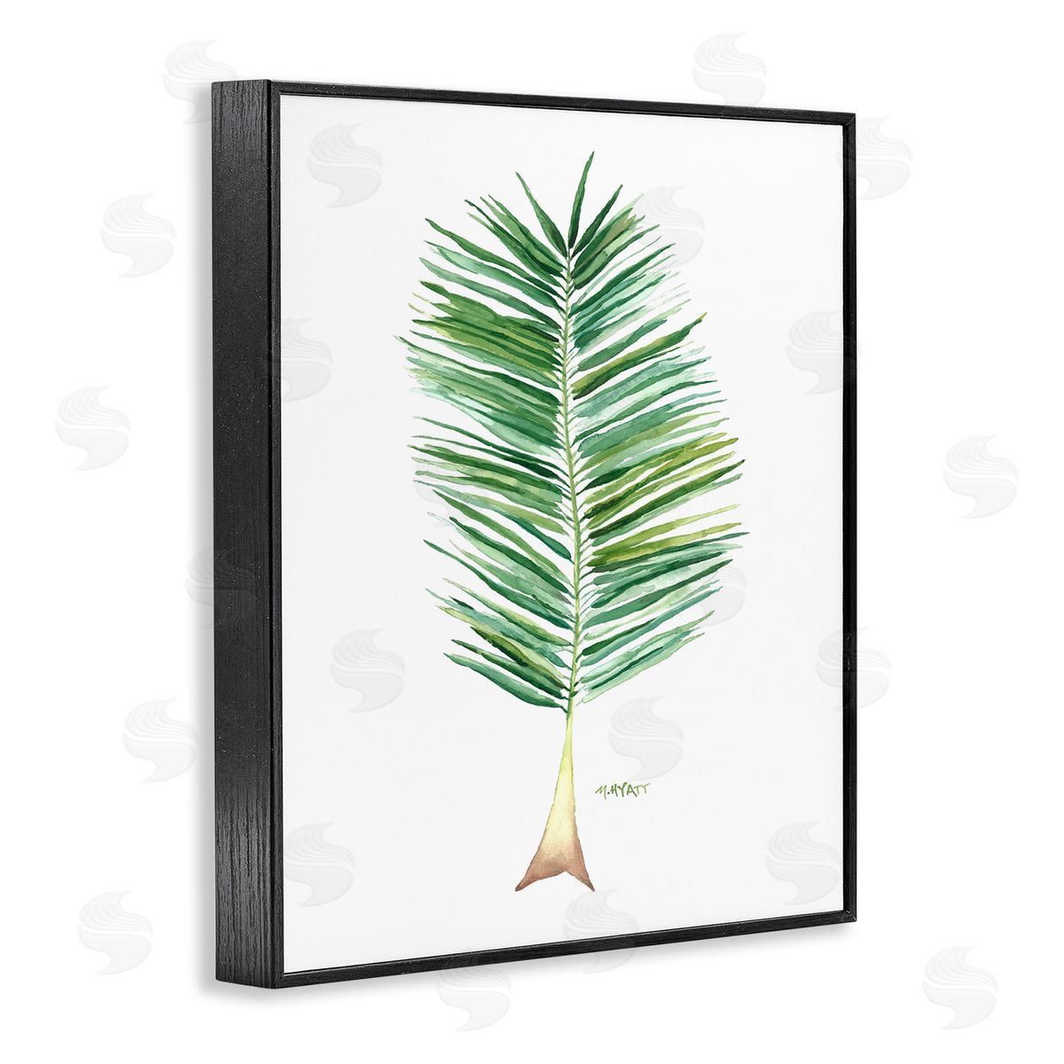 Melissa Hyatt Coconut Palm Fan Greenery Over White Black Framed Giclee Wall Art