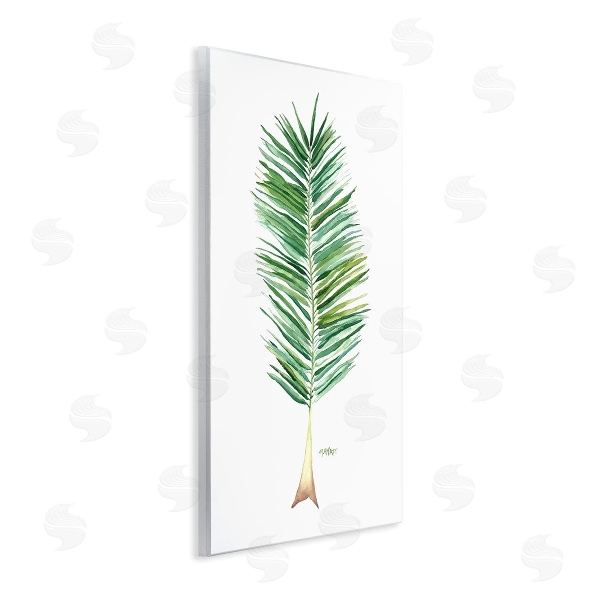 Melissa Hyatt Coconut Palm Fan Greenery Over White Wall Plaque Art