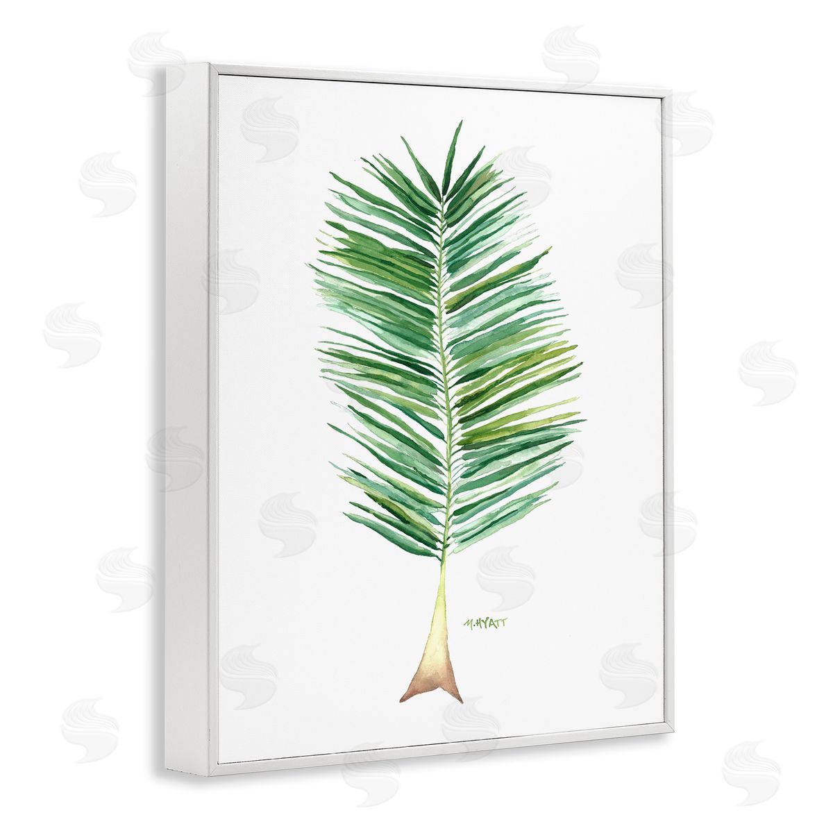 Melissa Hyatt Coconut Palm Fan Greenery Over White White Framed Giclee Wall Art