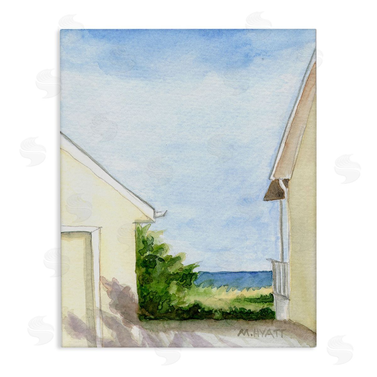 Melissa Hyatt Ocean Cliffside In-Between Beach Cottage Architecture Canvas Wall Art