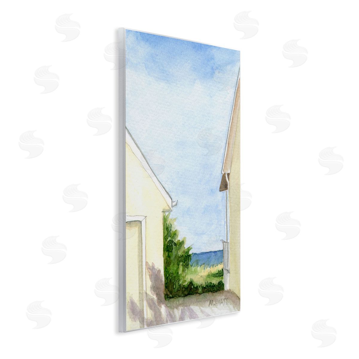 Melissa Hyatt Ocean Cliffside In-Between Beach Cottage Architecture Wall Plaque Art