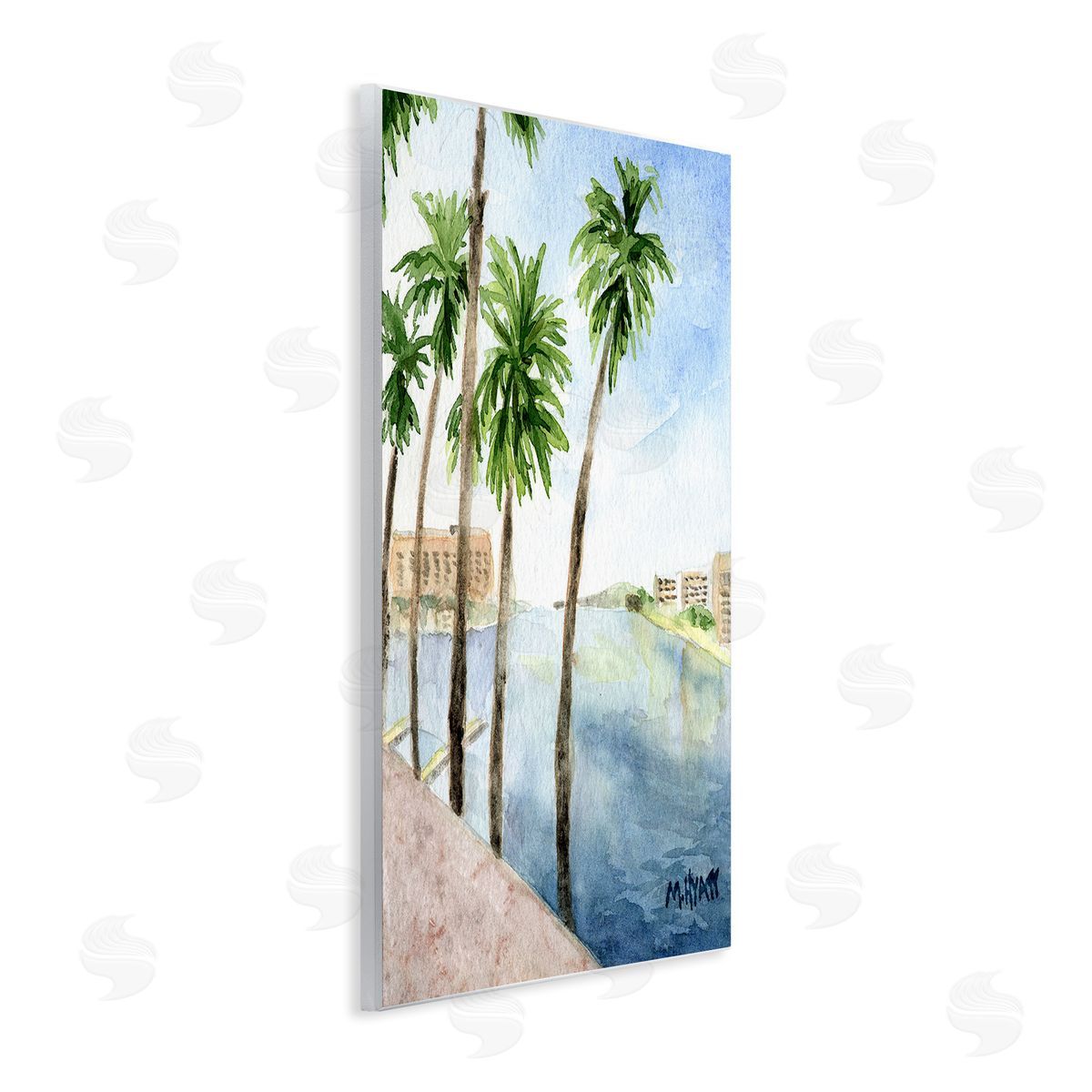 Melissa Hyatt Tropical Palms Along the River Edge Landscape Wall Plaque Art