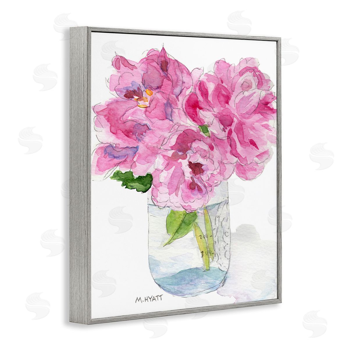 Melissa Hyatt Pink Peonies in Classic Canning Jar Gray Framed Giclee Wall Art