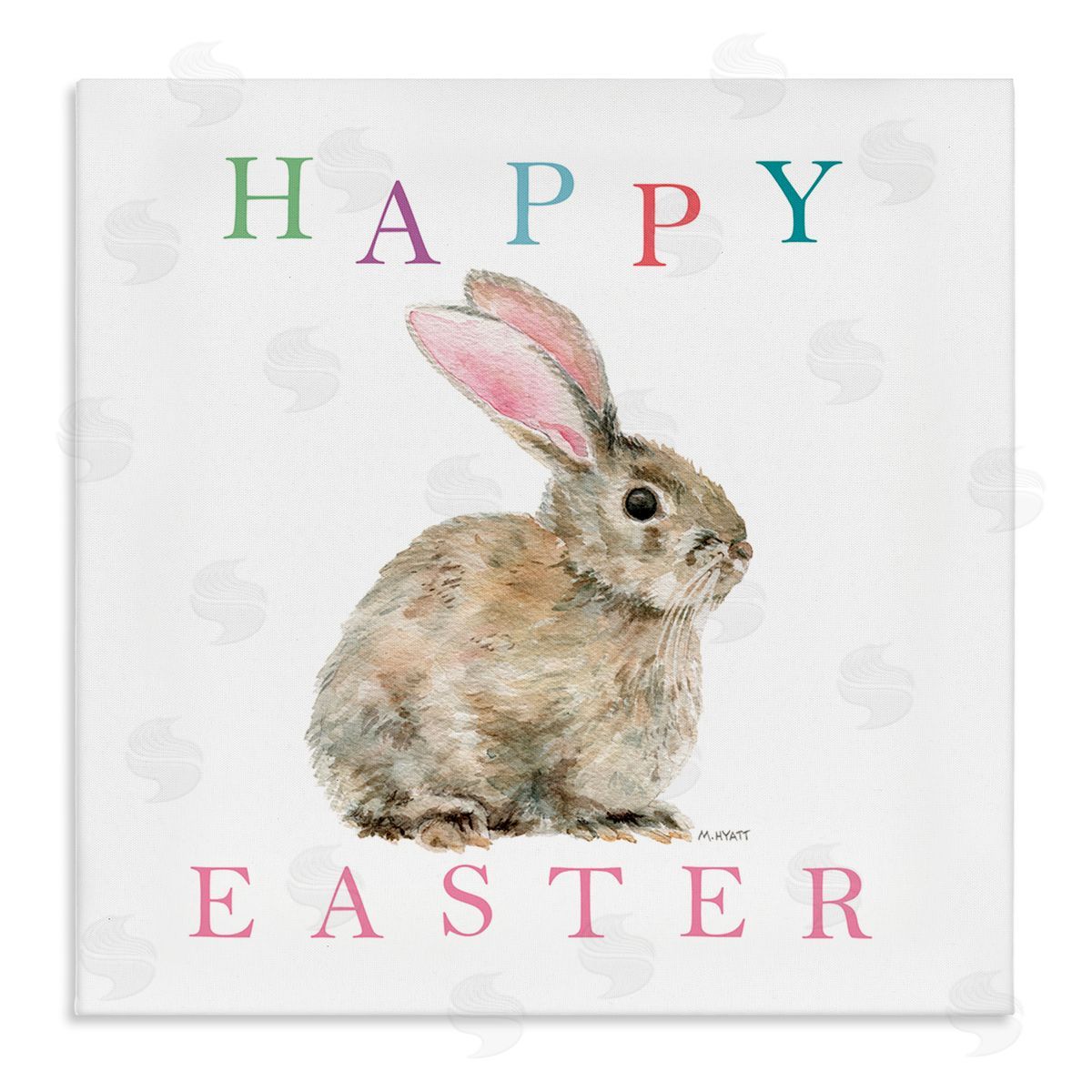 Melissa Hyatt Happy Easter Phrase with Woodland Bunny Rabbit Canvas Wall Art