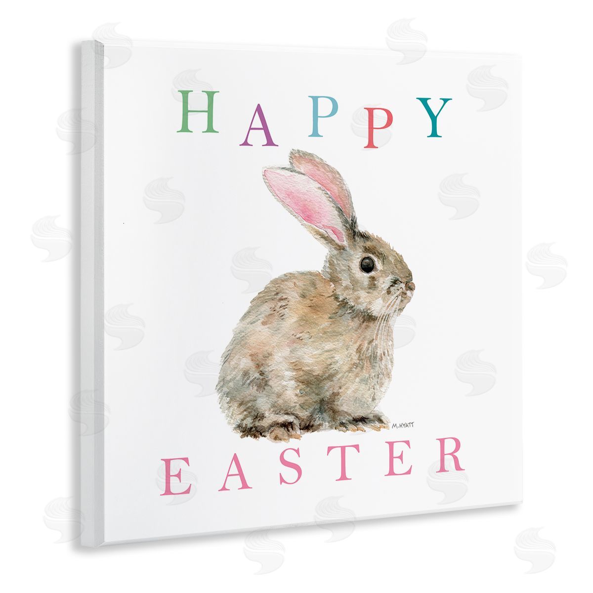 Melissa Hyatt Happy Easter Phrase with Woodland Bunny Rabbit Wall Plaque Art