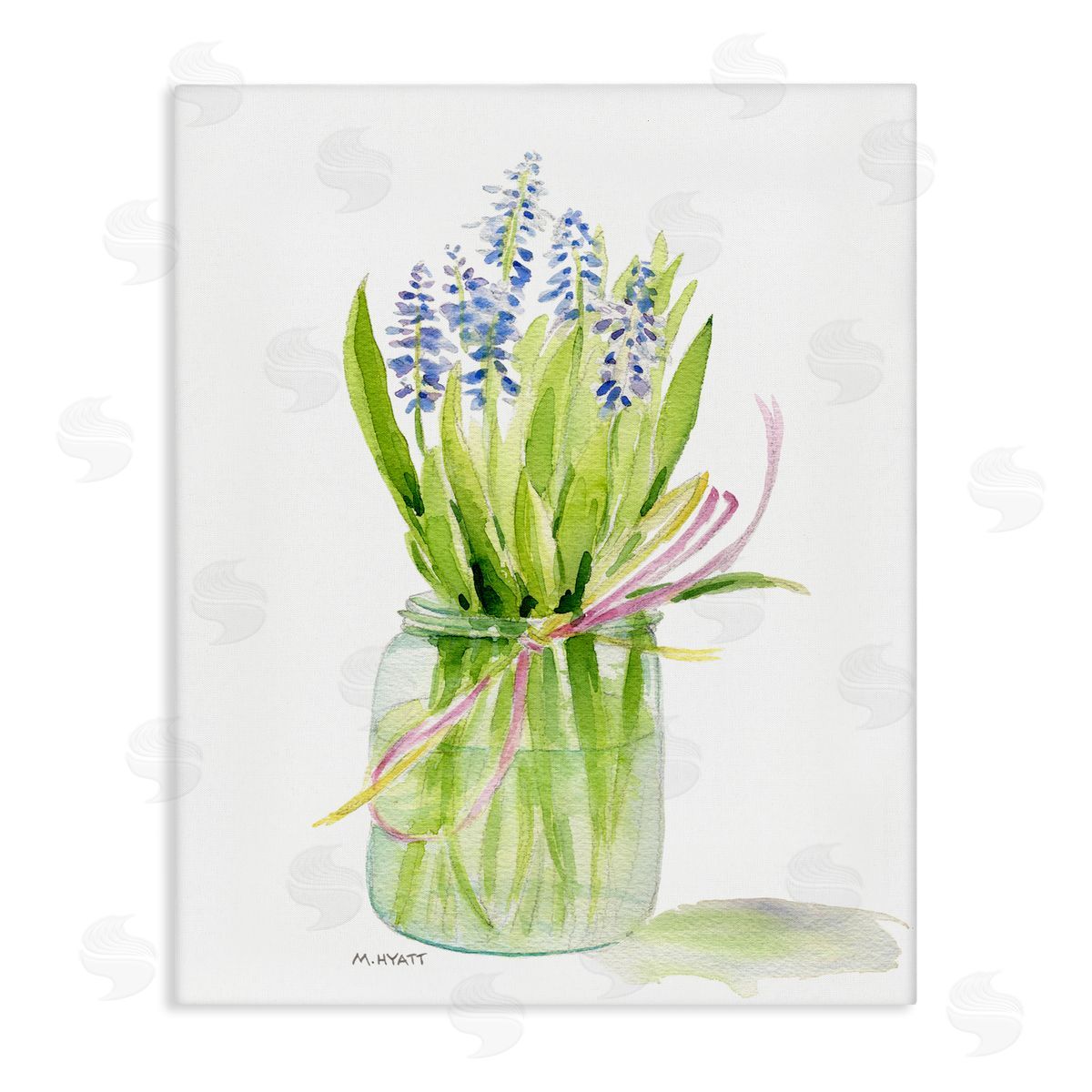 Melissa Hyatt Blue Hyacinth Flower Arrangement Classic Canning Jar Canvas Wall Art