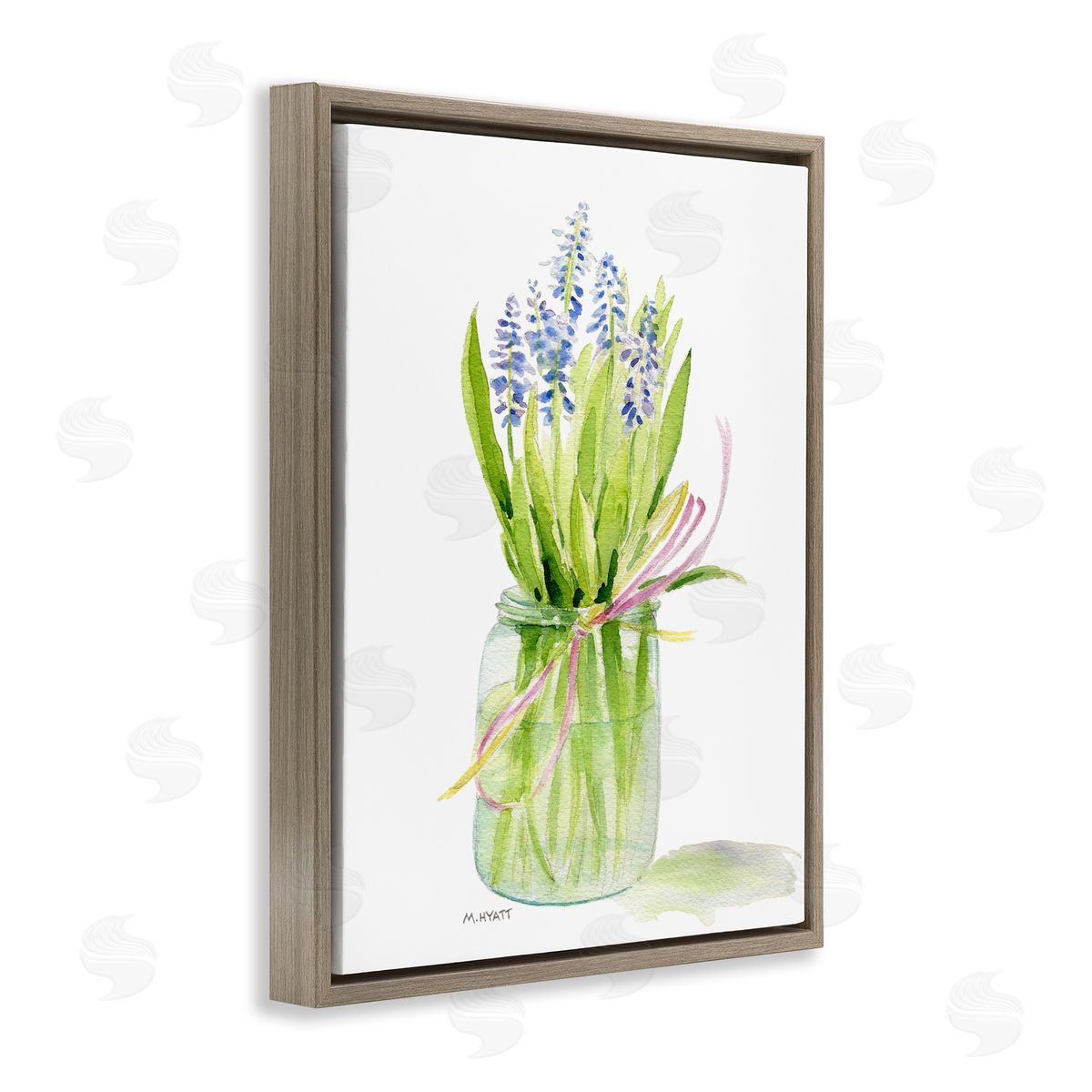 Melissa Hyatt Blue Hyacinth Flower Arrangement Classic Canning Jar Brown Floater Frame Canvas Art