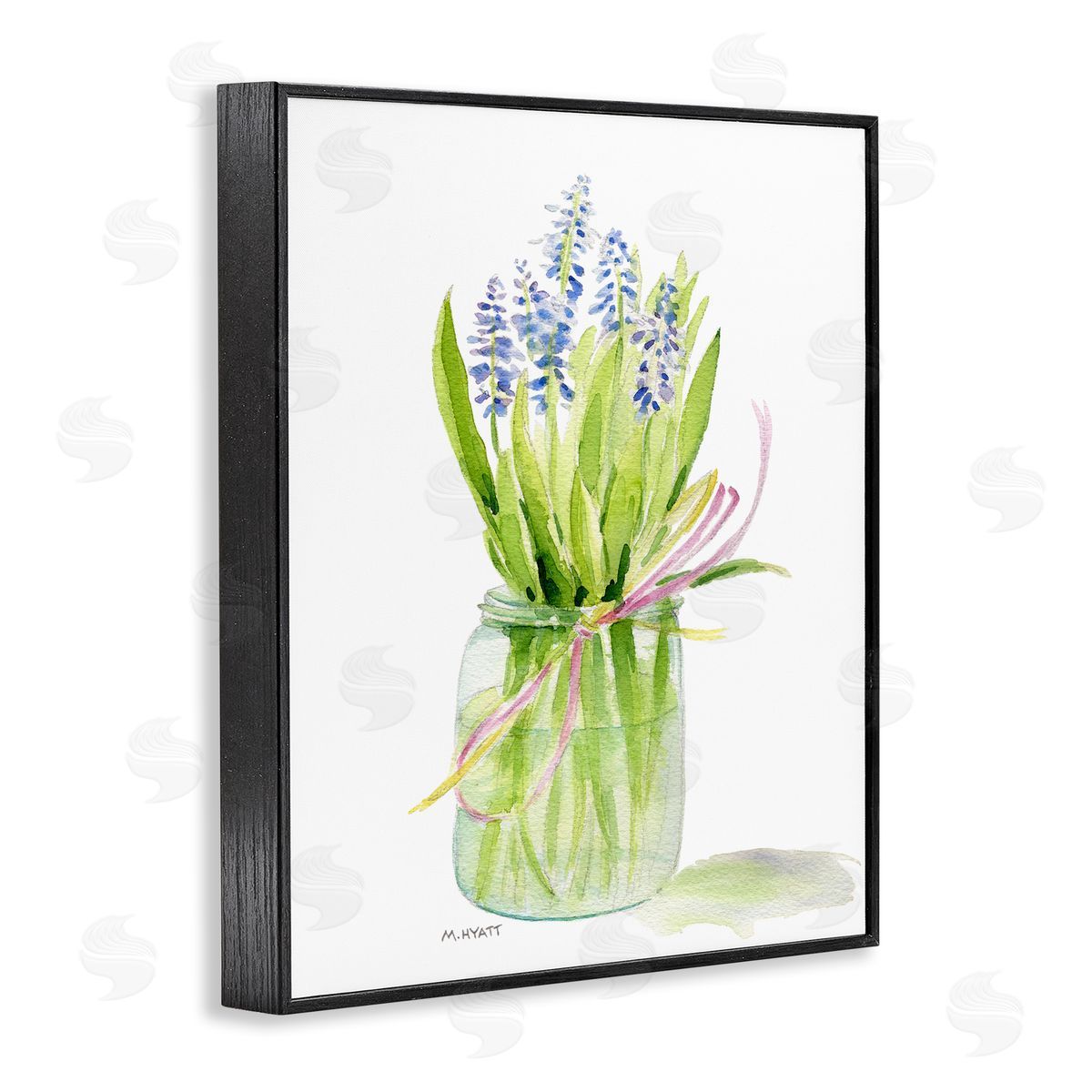 Melissa Hyatt Blue Hyacinth Flower Arrangement Classic Canning Jar Black Framed Giclee Wall Art