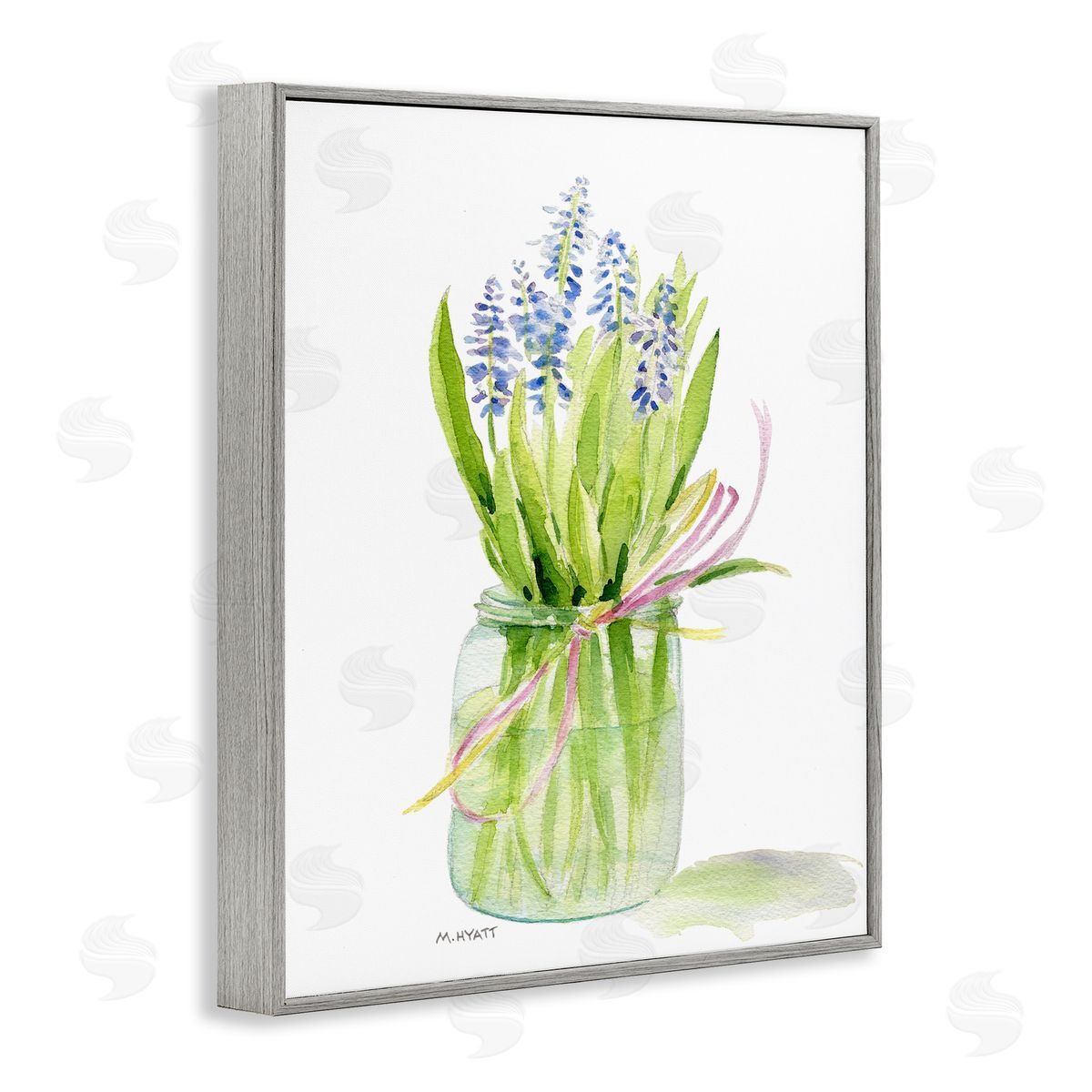Melissa Hyatt Blue Hyacinth Flower Arrangement Classic Canning Jar Gray Framed Giclee Wall Art