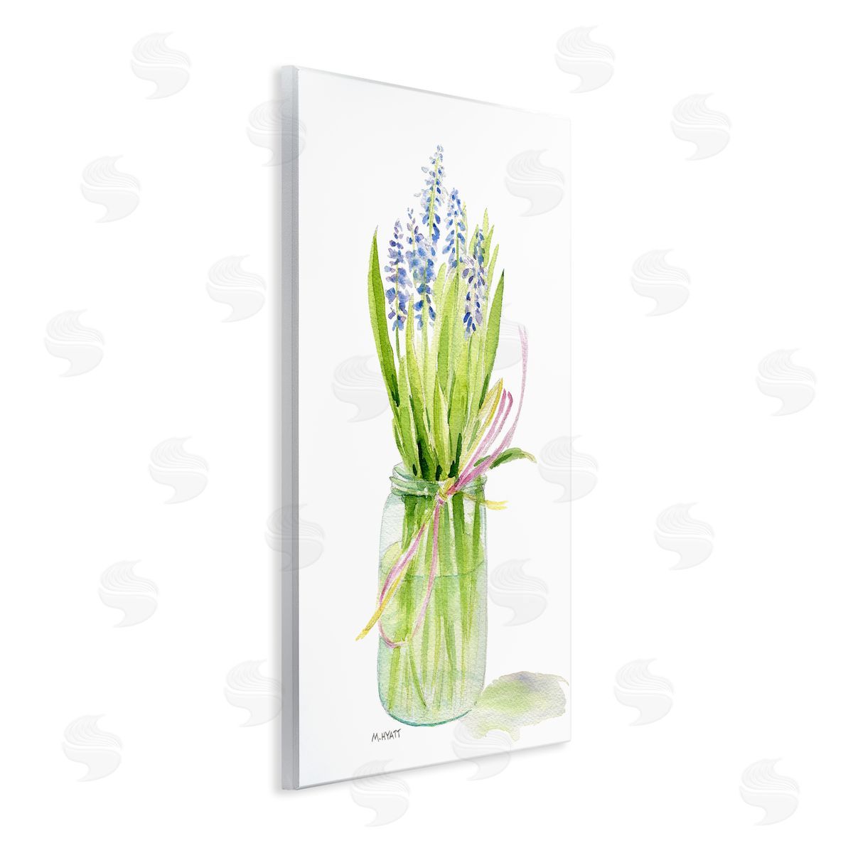 Melissa Hyatt Blue Hyacinth Flower Arrangement Classic Canning Jar Wall Plaque Art