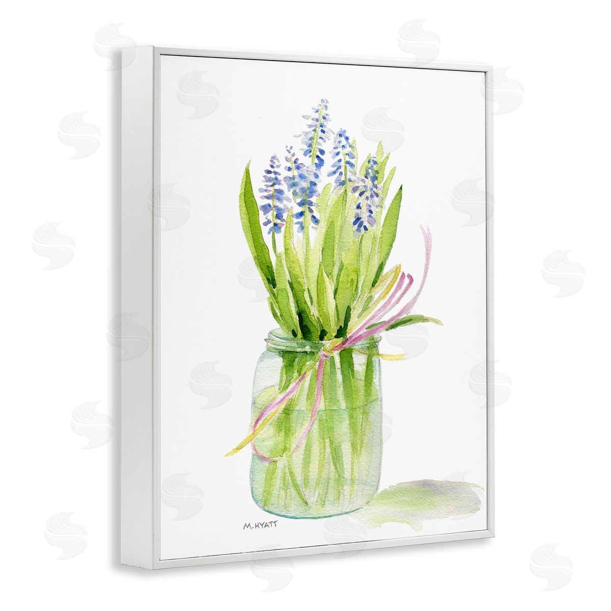 Melissa Hyatt Blue Hyacinth Flower Arrangement Classic Canning Jar White Framed Giclee Wall Art