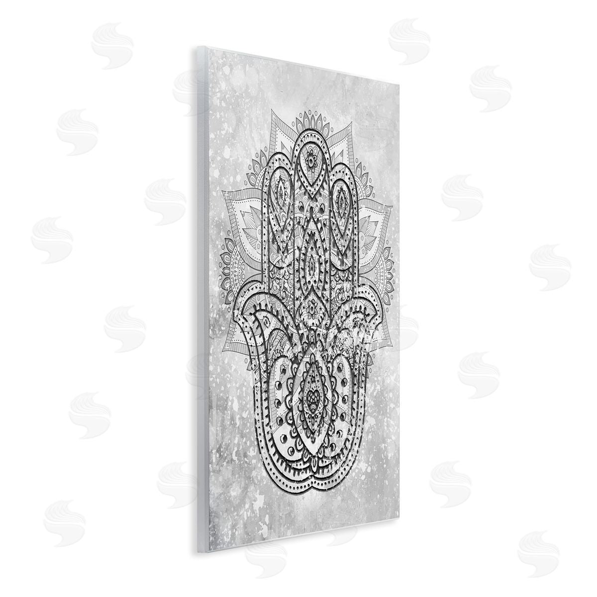 Stupell Studio Hamsa Hand Symbol Intricate Pattern Black Grey Wall Plaque Art