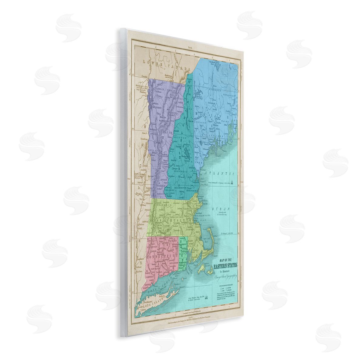 Stupell Studio Map Of Eastern States New England Border Lines Wall Plaque Art