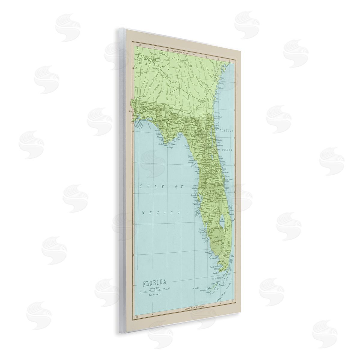 Stupell Studio Map Of Florida Classical State Border Wall Plaque Art