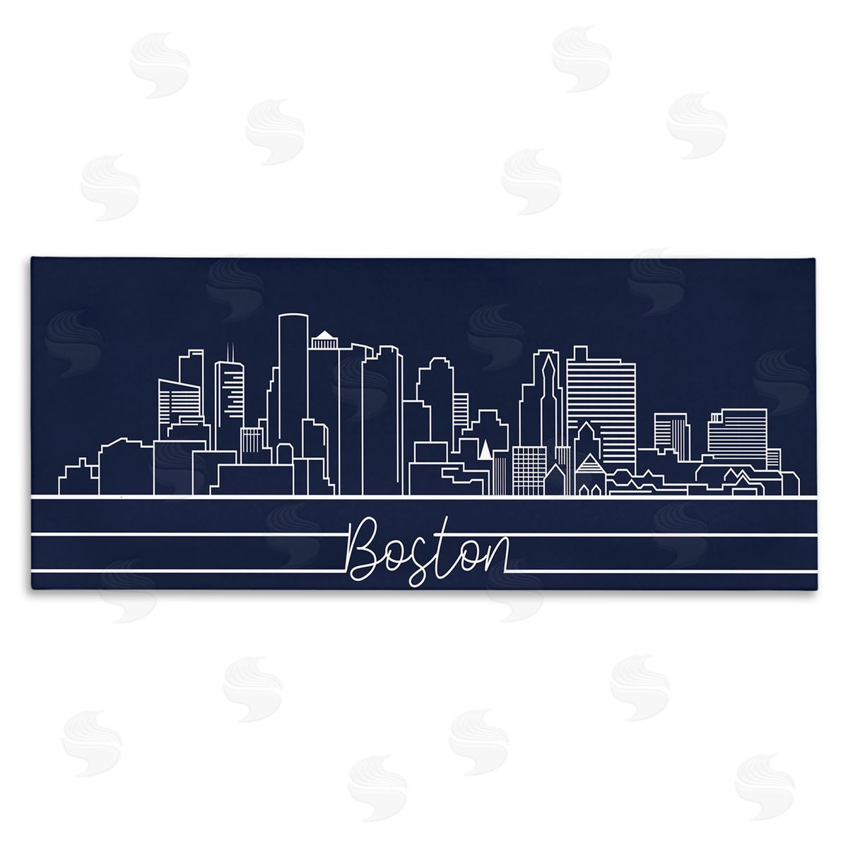Stupell Studio Boston City Skyline Outline Deep Blue White Canvas Wall Art