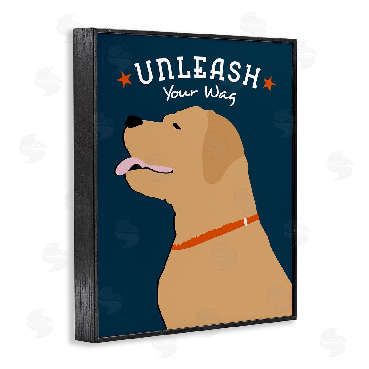 Ginger Oliphant Unleash Your Wag Phrase Golden Labrador Dog Black Framed Giclee Wall Art