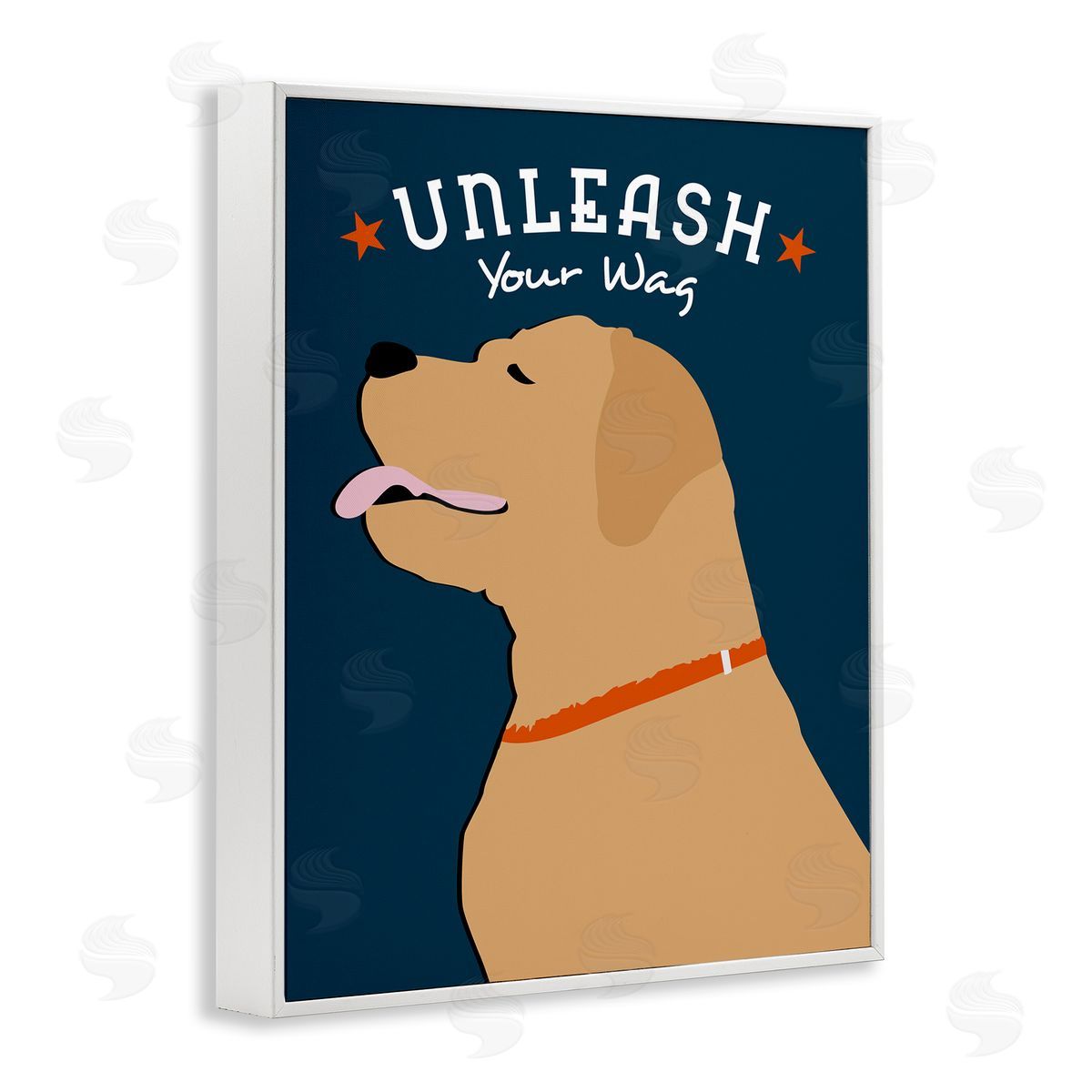 Ginger Oliphant Unleash Your Wag Phrase Golden Labrador Dog White Framed Giclee Wall Art