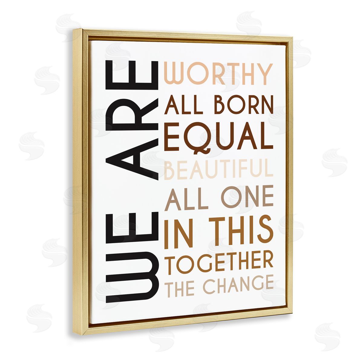 Tenisha Proctor We Are Worthy Inspirational Phrase Equality Statement Gold Floater Frame Canvas Art
